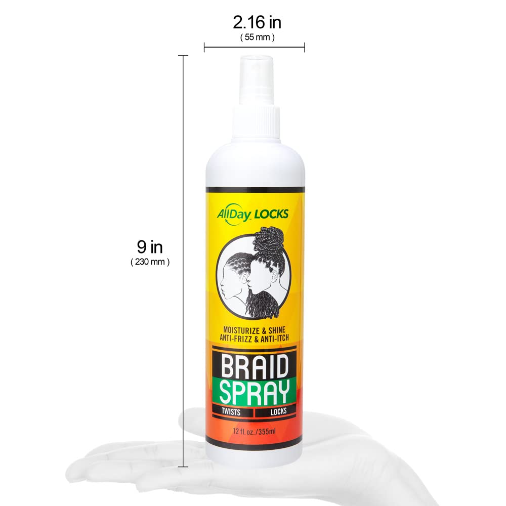 All Day Locks Braid Spray | Alleviates Itchy & Dry Scalp | 12 oz