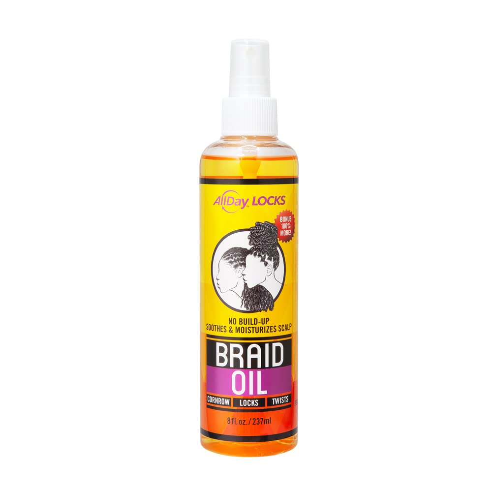 All Day Locks Braid Oil | Rejuvenates & Refreshes Braids, Locks, Twists, Cornrows | 8 oz