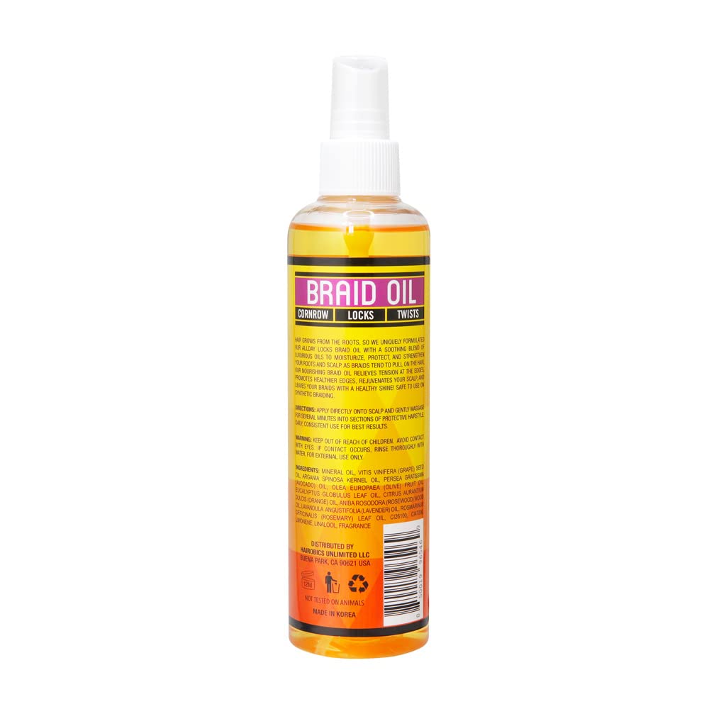 All Day Locks Braid Oil | Rejuvenates & Refreshes Braids, Locks, Twists, Cornrows | 8 oz