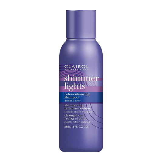 Clairol Professional Shimmer Lights Purple Shampoo, 2 fl. Oz | Neutralizes Brass & Yellow Tones | For Blonde, Silver
