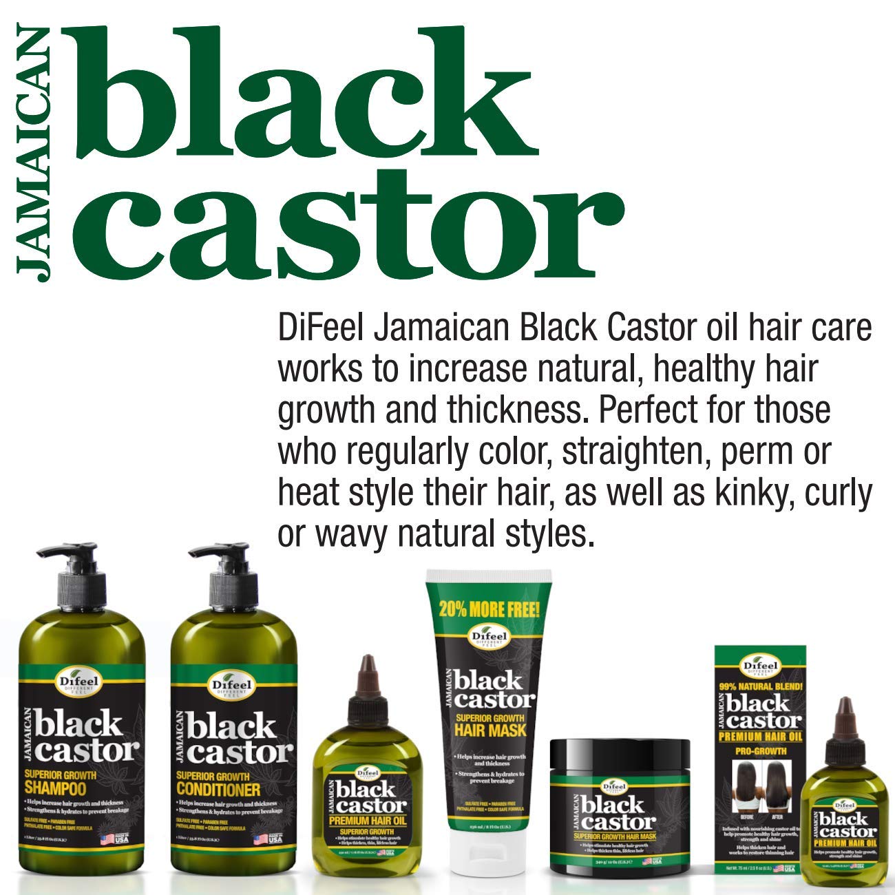 Difeel Superior Growth Jamaican Black Castor Shampoo 12 oz