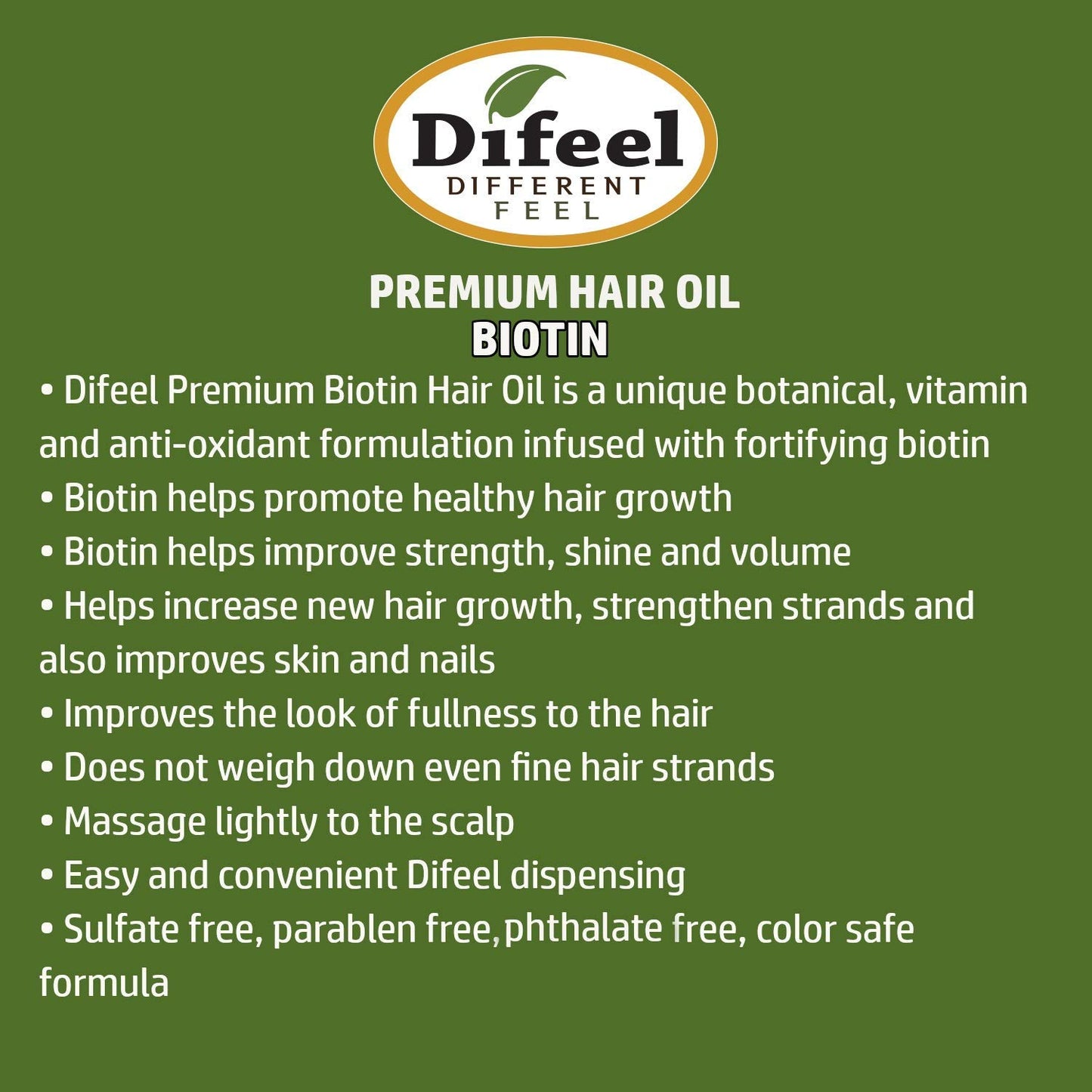 Difeel Premium Biotin Hair Oil 2.5 oz.