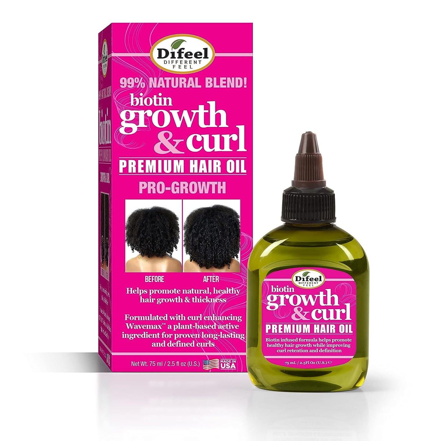 Difeel Biotin Growth & Curl Premium Hair Oil 2.5 oz.