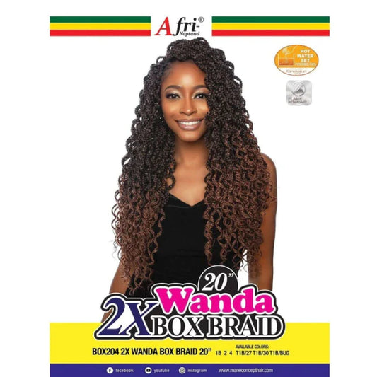 AFRI-NAPTURAL Crochet Braid 2X Wanda Box Braid 20"