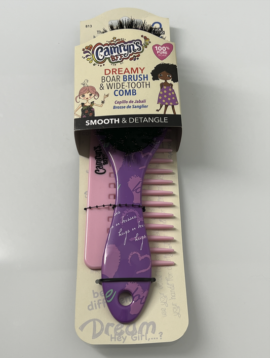 CAMRYN'S BFF® DREAMY BOAR BRUSH & WIDE-TOOTH COMB SET, 813