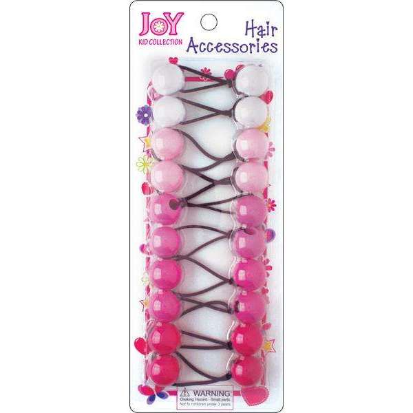Joy Twin Beads Ponytailers 10Ct Asst Clear Pink