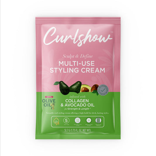 ORS OLIVE OIL CURLSHOW MULTI-USE STYLING CREAM INFUSED WITH COLLAGEN & AVOCADO OIL FOR STRENGTH & LENGTH, TRAVEL PACKET